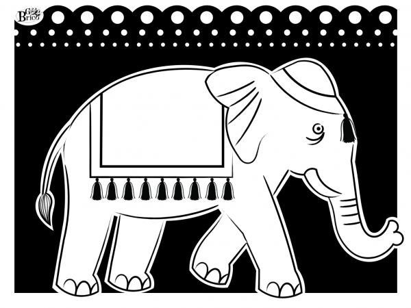 Elephant coloriage 600x450 - Éléphant royal Indien (Fête de Mysore Dasara)