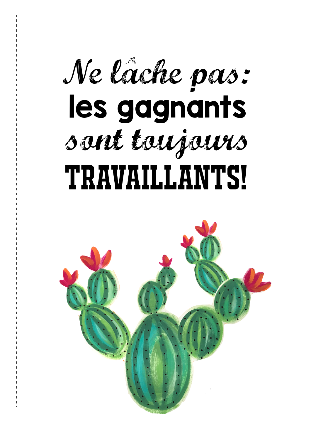 Affiche Cactus Dessinée. Mirame Lamina, Ne Me Touche Pas Sans Cadre